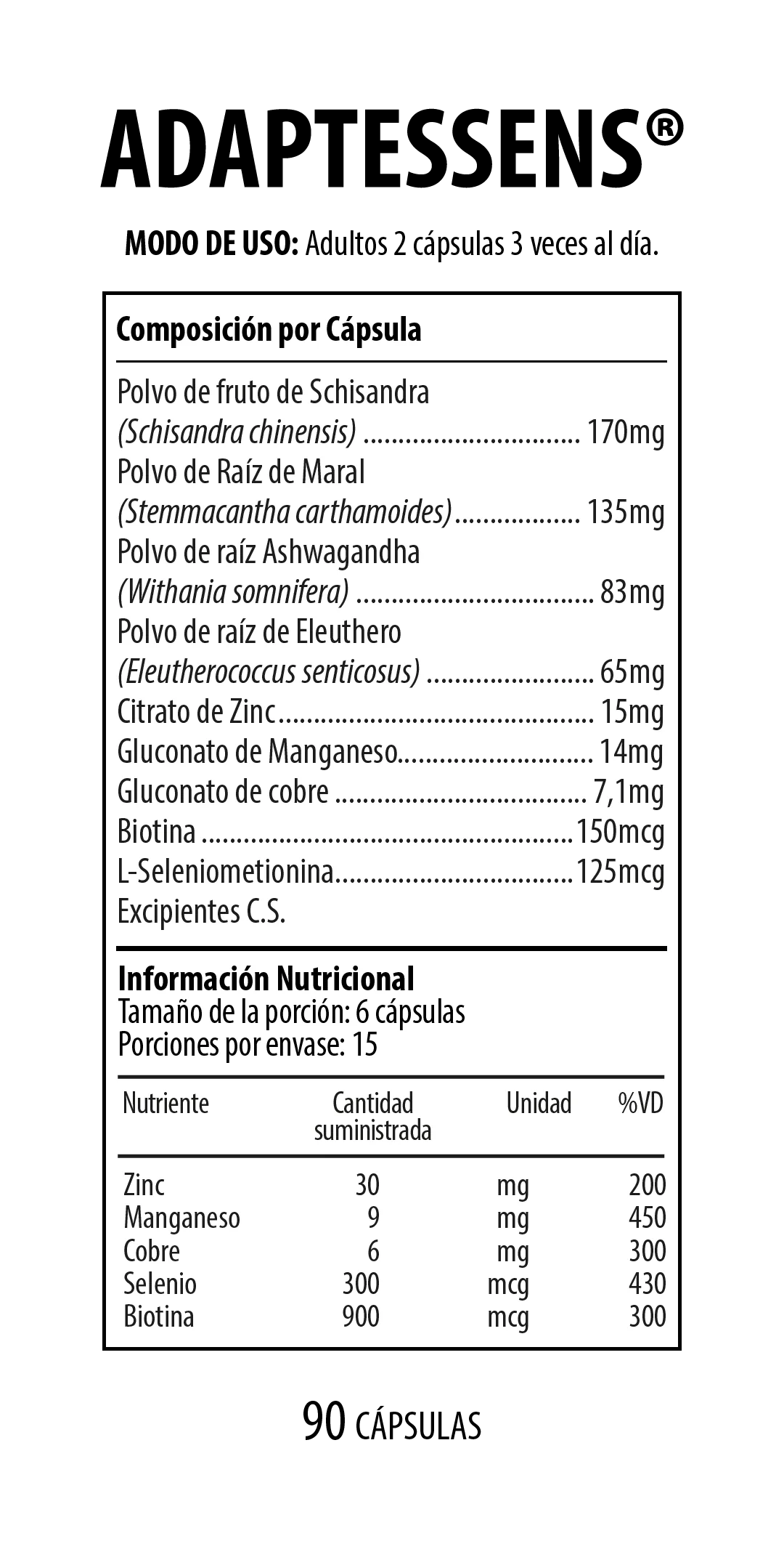 Adaptessens Suplemento Dietario 90 Cápsulas NUTRABIOTICS® - Image 2