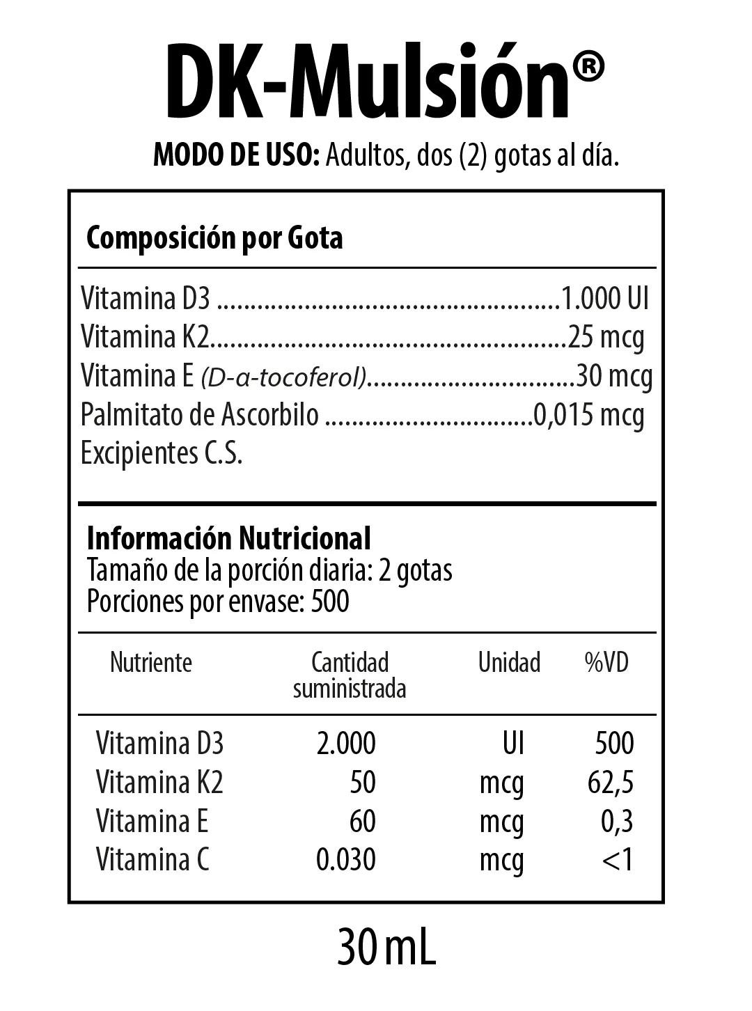 DK Mulsión Gotas Suplemento Dietario 30ml NUTRABIOTICS® - Image 3