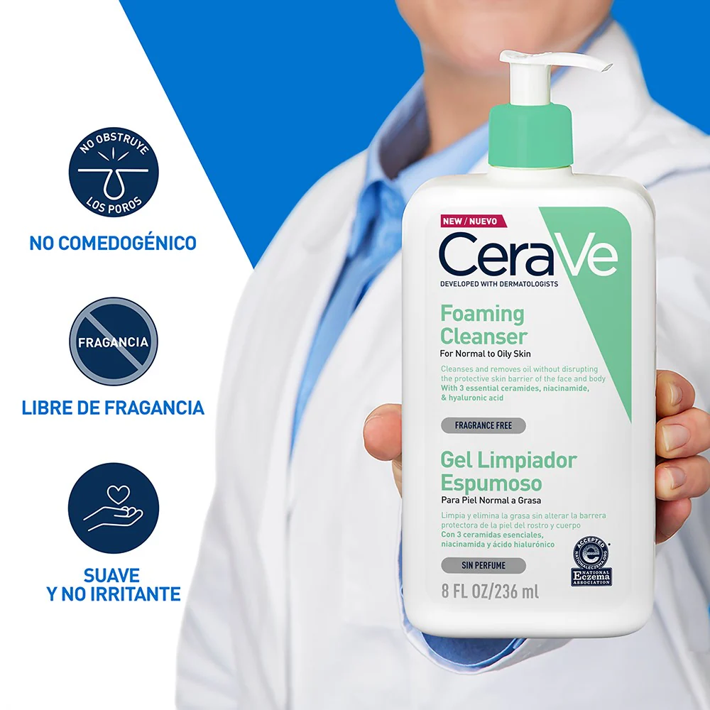 Gel Limpiador Espumoso para piel normal a grasa 236ml CERAVE® - Image 3