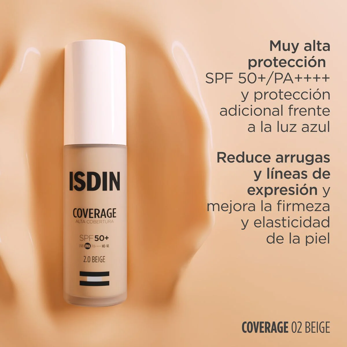 Coverage Base de Maquillaje Tono 2.0 Beige SPF 50+ x 30g ISDIN - Image 2