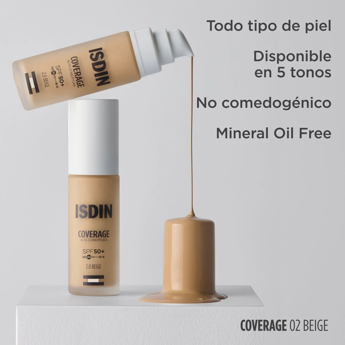 Coverage Base de Maquillaje Tono 2.0 Beige SPF 50+ x 30g ISDIN - Image 3