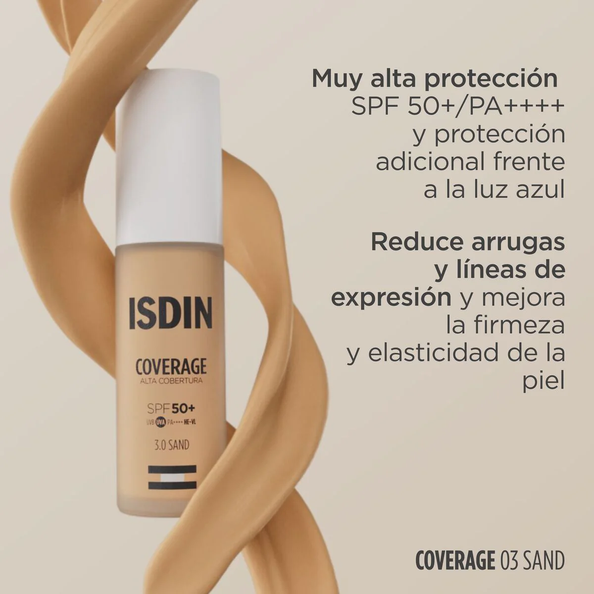 Coverage Base de Maquillaje Tono 3.0 Sand SPF 50+ x 30g ISDIN - Image 2