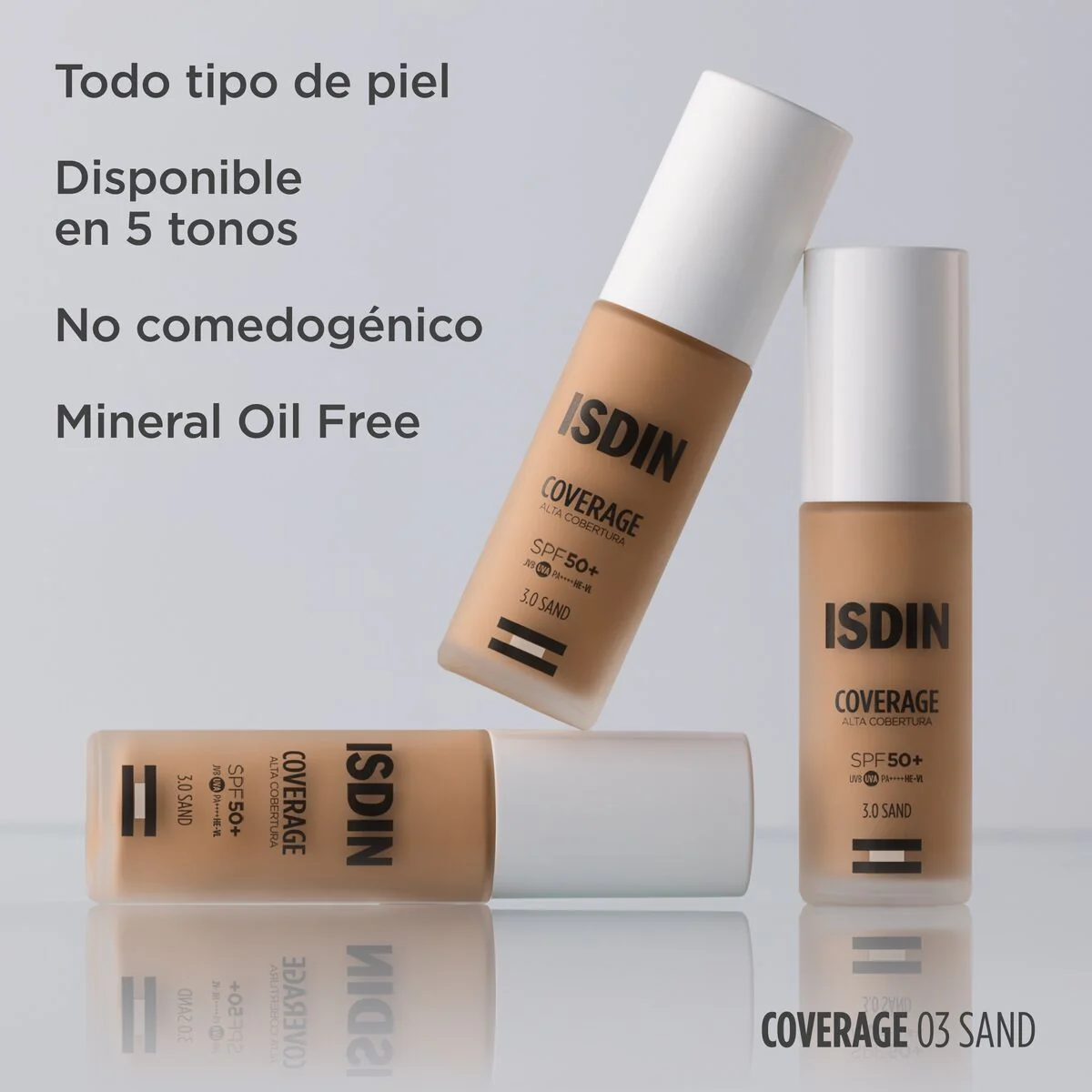 Coverage Base de Maquillaje Tono 3.0 Sand SPF 50+ x 30g ISDIN - Image 4
