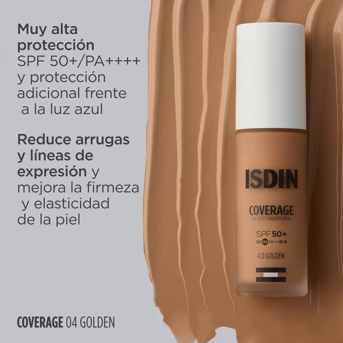 Coverage Base de Maquillaje Tono 4.0 Golden SPF 50+ x 30g ISDIN - Image 2