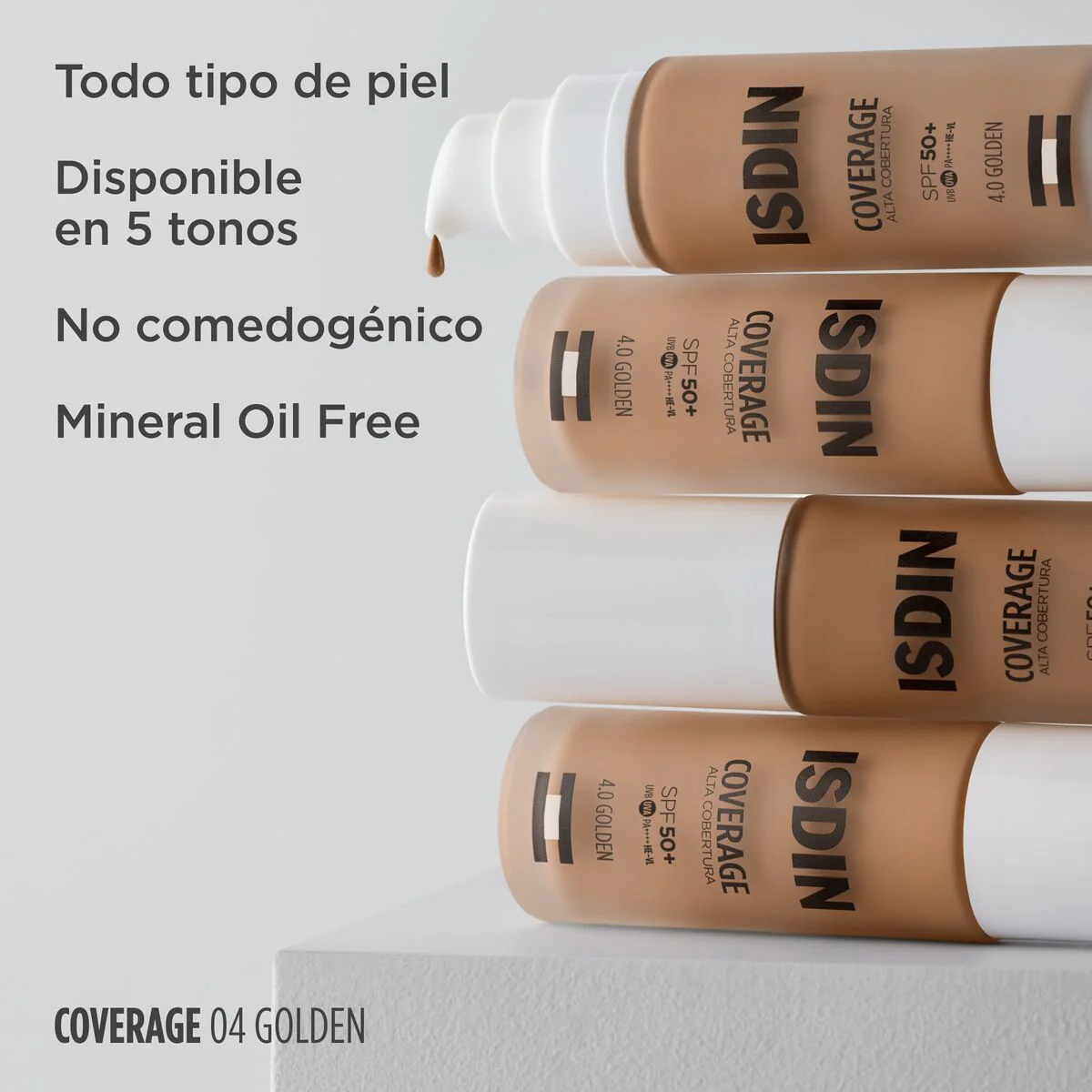 Coverage Base de Maquillaje Tono 4.0 Golden SPF 50+ x 30g ISDIN - Image 3