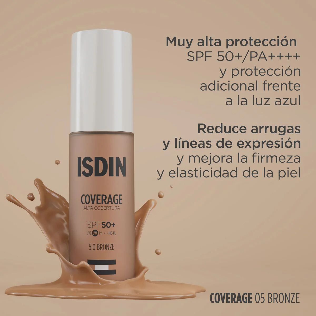 Coverage Base de Maquillaje Tono 5.0 Bronze SPF 50+ x 30g ISDIN - Image 2