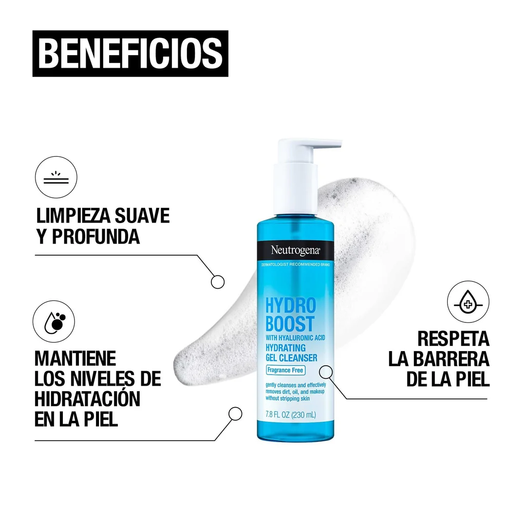 Gel Limpiador Facial Hydro Boost® Sin Fragancia 230ml Neutrogena® - Image 4