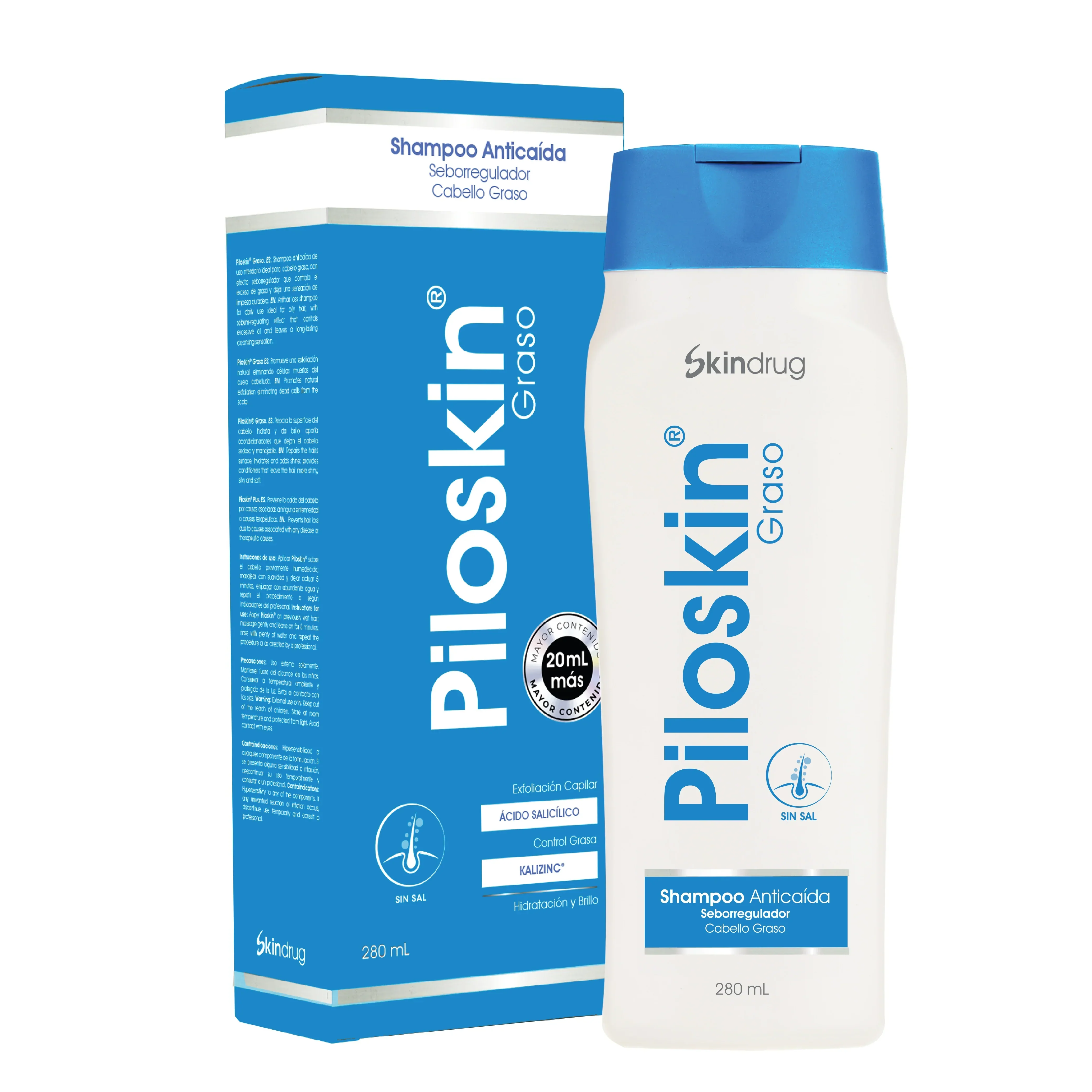 Piloskin Champú Anticaida Pelo Graso 280ml SKINDRUG®