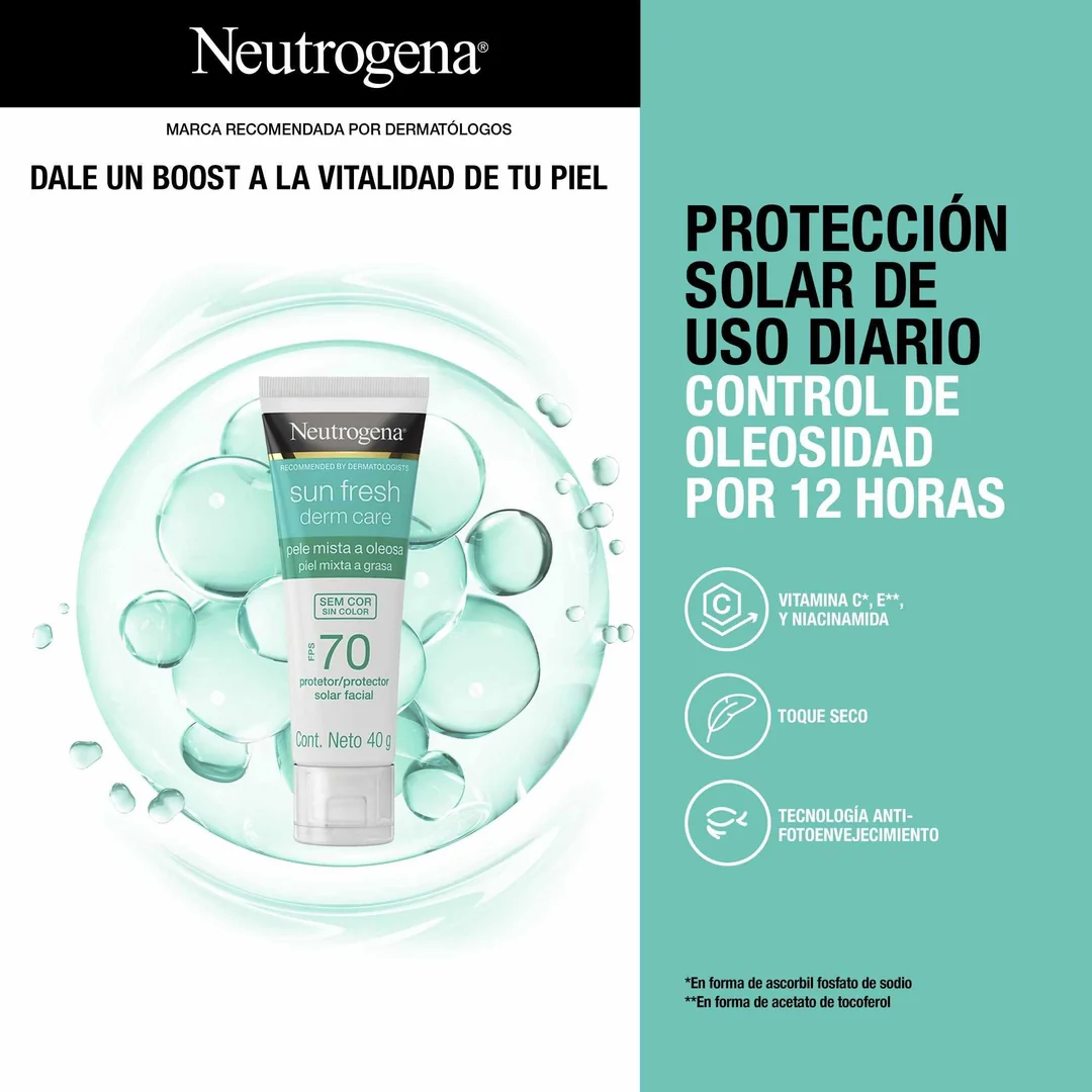 Protector Solar Facial Sin Tono Sun Fresh Derm Care FPS70 40g Neutrogena® - Image 4