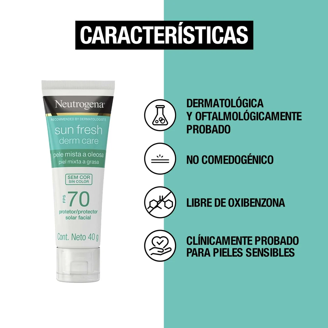 Protector Solar Facial Sin Tono Sun Fresh Derm Care FPS70 40g Neutrogena® - Image 6