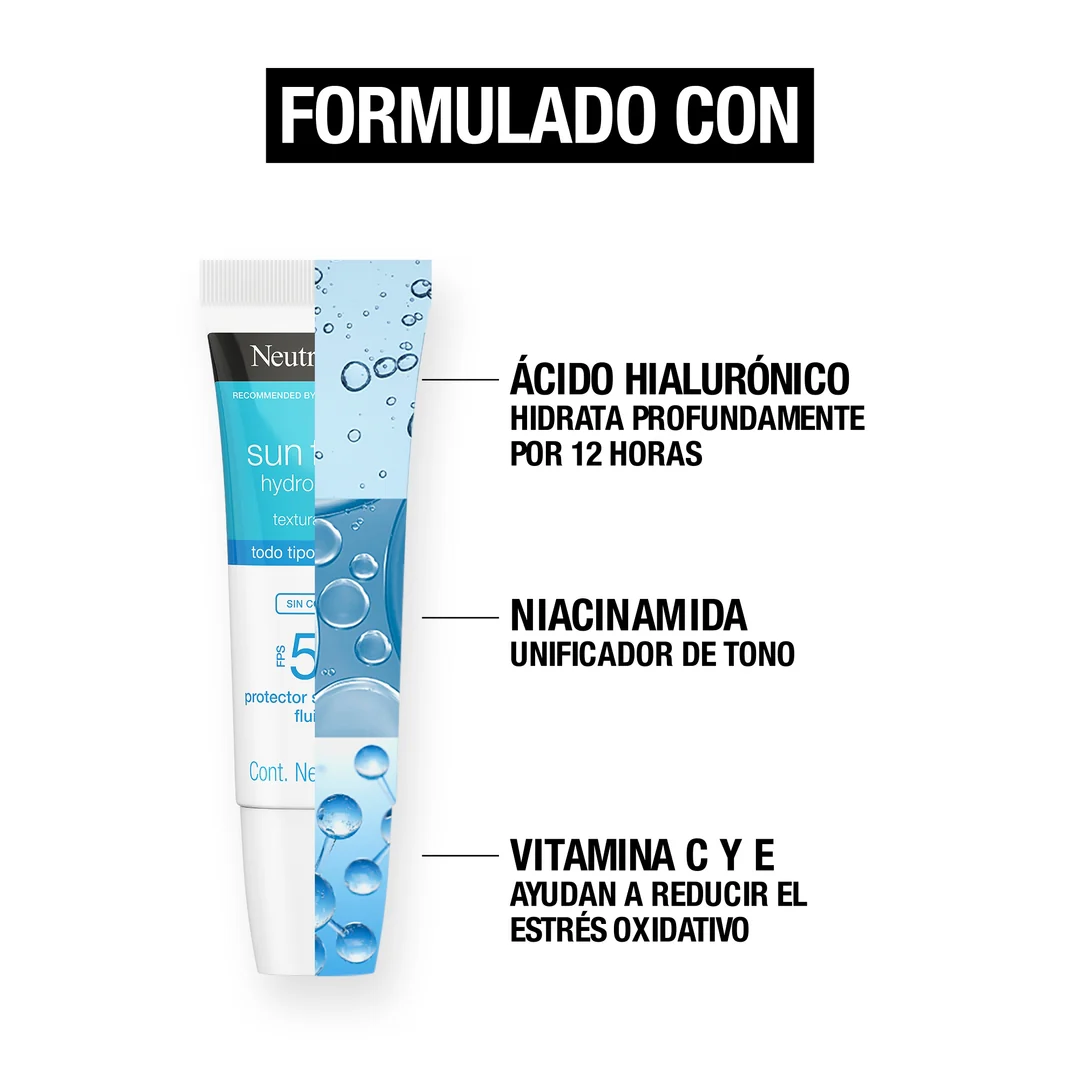 Protector Solar Facial Hydro Boost Ácido Hialurónico Sin Color FPS50 40mL Neutrogena® - Image 3