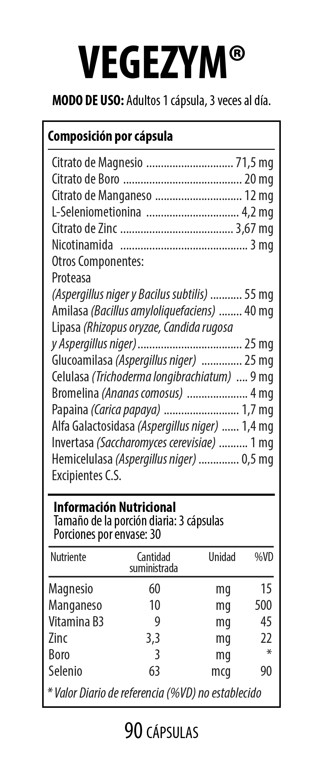 Vegezym Suplemento Dietario 90 Cápsulas NUTRABIOTICS® - Image 2
